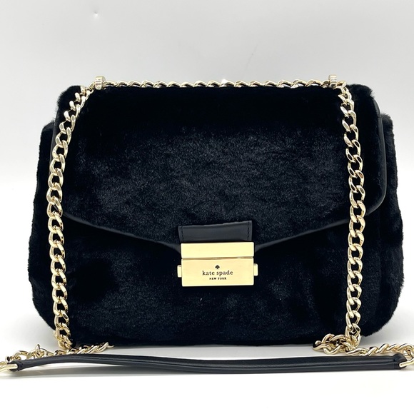 Kate Spade Faux Fur Small Crossbody Bag Black